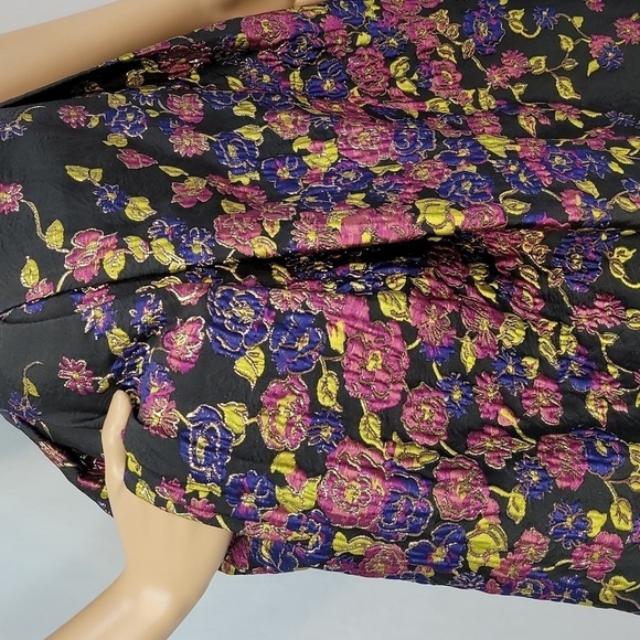 Tahari by Asl Fit and Flare Midi Metallic Floral Accents Cocktail Dress - Picture 10 of 17